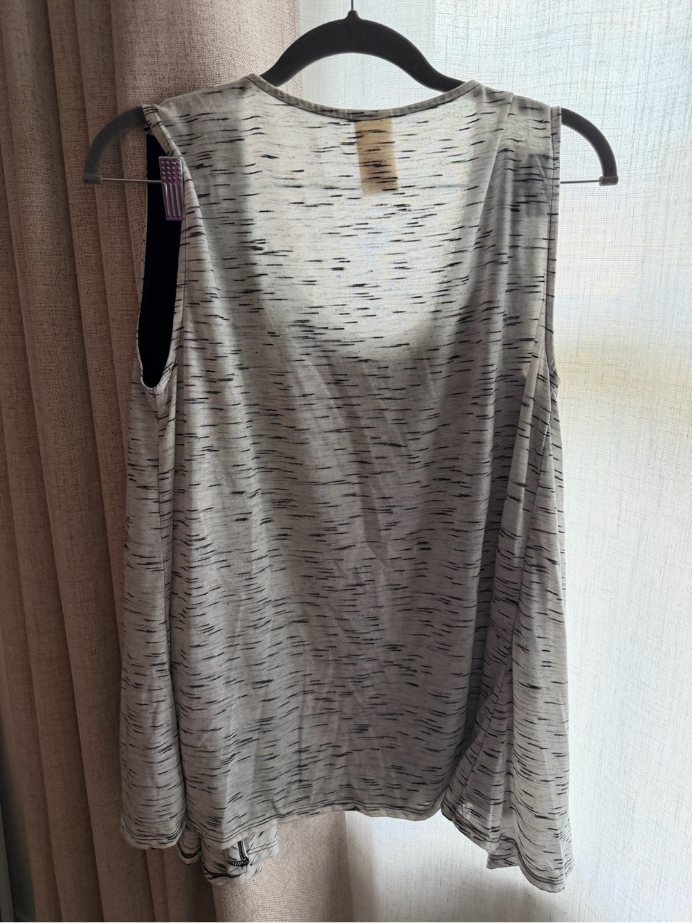 Faded Glory Black Tank with Heather White Open-Front Overlay - Picture 3 of 4